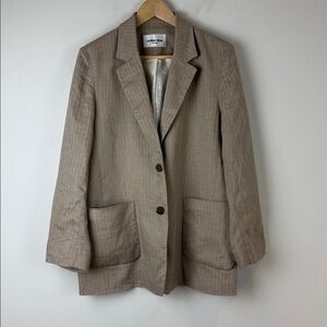 Lauren Vidal Paris Beige Linen Textured Blazer Size Medium